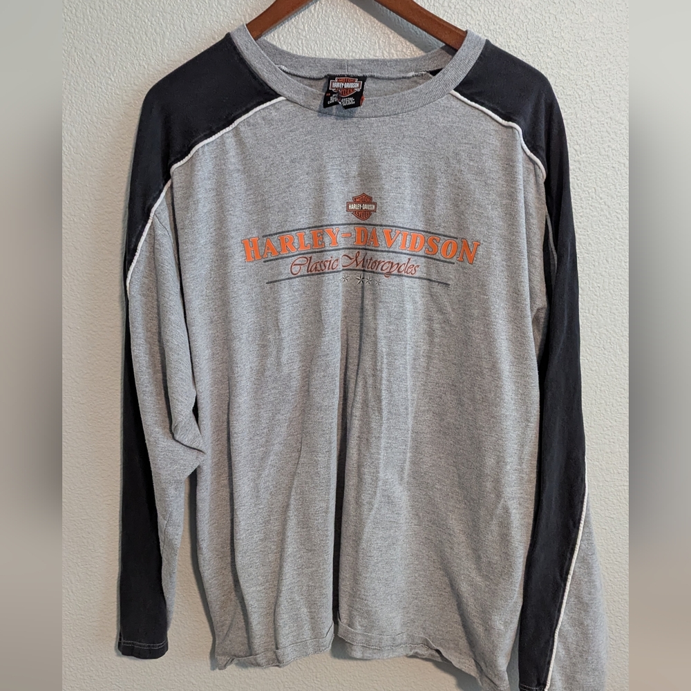 VTG Harley Davidson 2002 Al Muth Black River Falls WI  Mens Gray Long  Tee XL